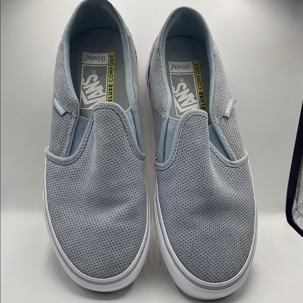 Vans Women’s Gray Blue Deluxe comfort Ortholite Slip-On Shoes size 9